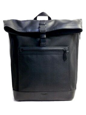 Coach Terrain Perforated Leather Roll-Top Backpack